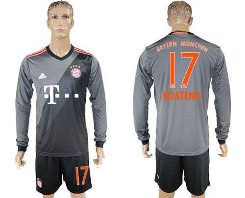 Bayern Munchen #17 Boateng Away Long Sleeves Soccer Club Jersey - Click Image to Close